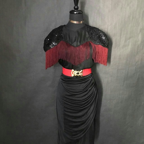 ABBY KENT Dresses & Skirts - Vtg Abby Kent Evening Formal Draped Black Dress M